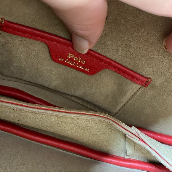 Polo Ralph Lauren Polo ID Suede Mini Shoulder Bag Geranium Red NWT - Picture 12 of 13